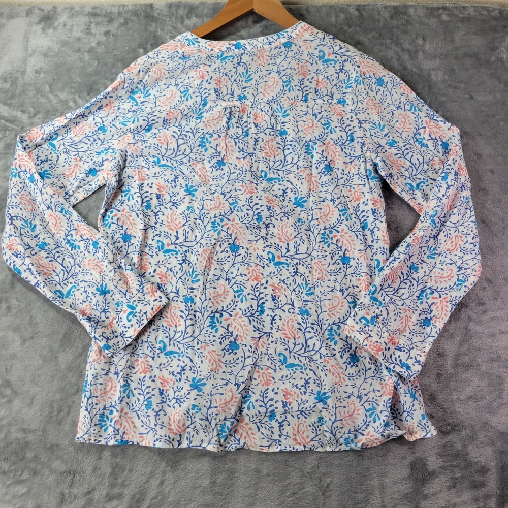 Old Navy‎ Womens Small White Pink Blue Floral Print Long Sleeve Top Vibes - Picture 9 of 10